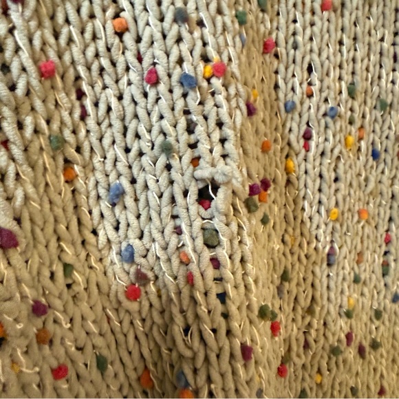 Chunky Knit, Multicolored Speckled Sweater with Distressed Hem - Picture 7 of 10